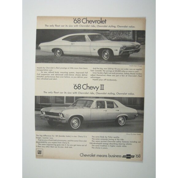 1968 Chevrolet Impala Chevy II Print Advertisement Car Auto - Picture 2 of 2